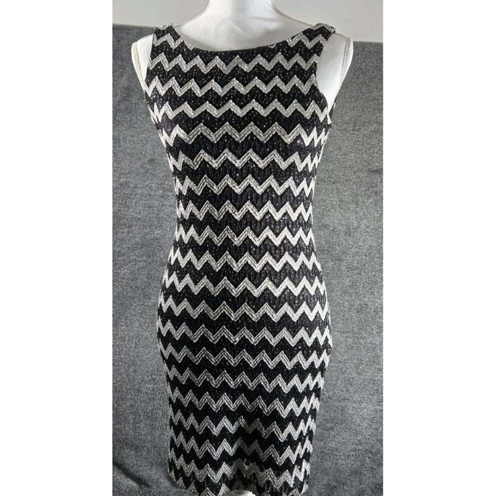 Y2K Jump Apparel by Wendye Chaitin Cocktail Dress Zig Zag  Sparkle Party Sz 5/6